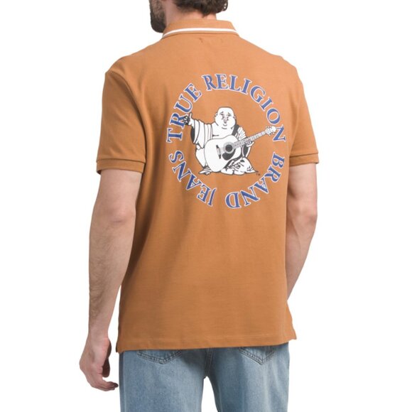 TRUE RELIGION Acorn Circular Buddha Graphic Relaxed Polo - Picture 1 of 2